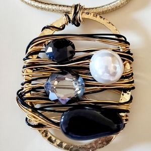 Gold metallic corded necklace set